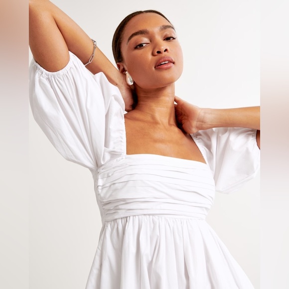 Abercrombie Emerson Ruched Puff Sleeve Mini Dress - Picture 5 of 7